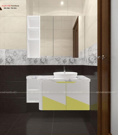 Gợi ý bộ tủ lavabo treo tường vàng chanh XVL806 đứng đầu xu thế
