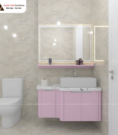 Tủ lavabo XVL852 tone hồng pastel cao cấp