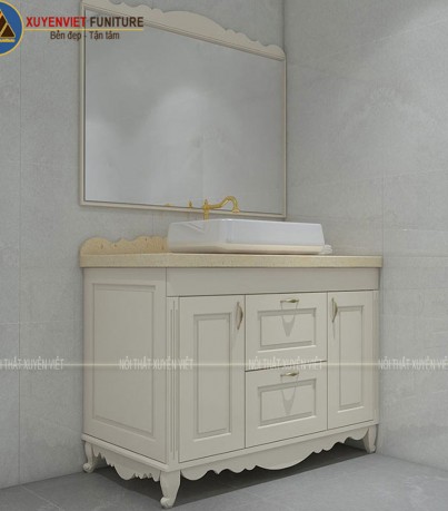 Tủ lavabo nhựa cổ điển tông trắng XVL801 trong nội thất