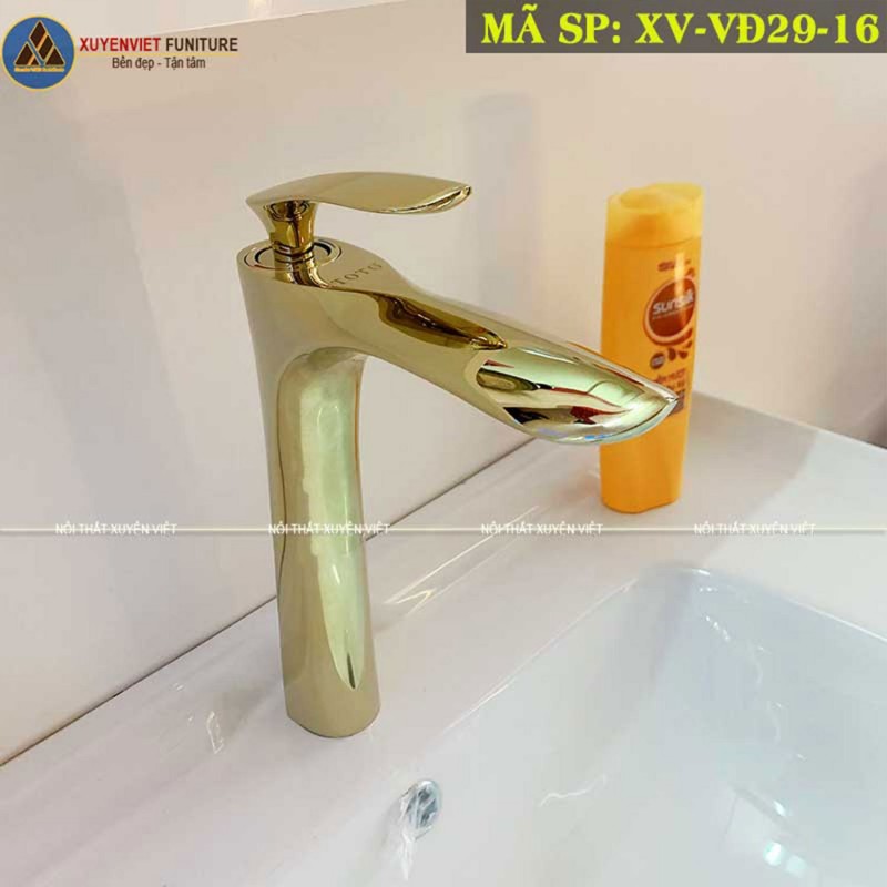 Vòi rửa lavabo tông màu vàng dáng cao XV-VĐ29-16