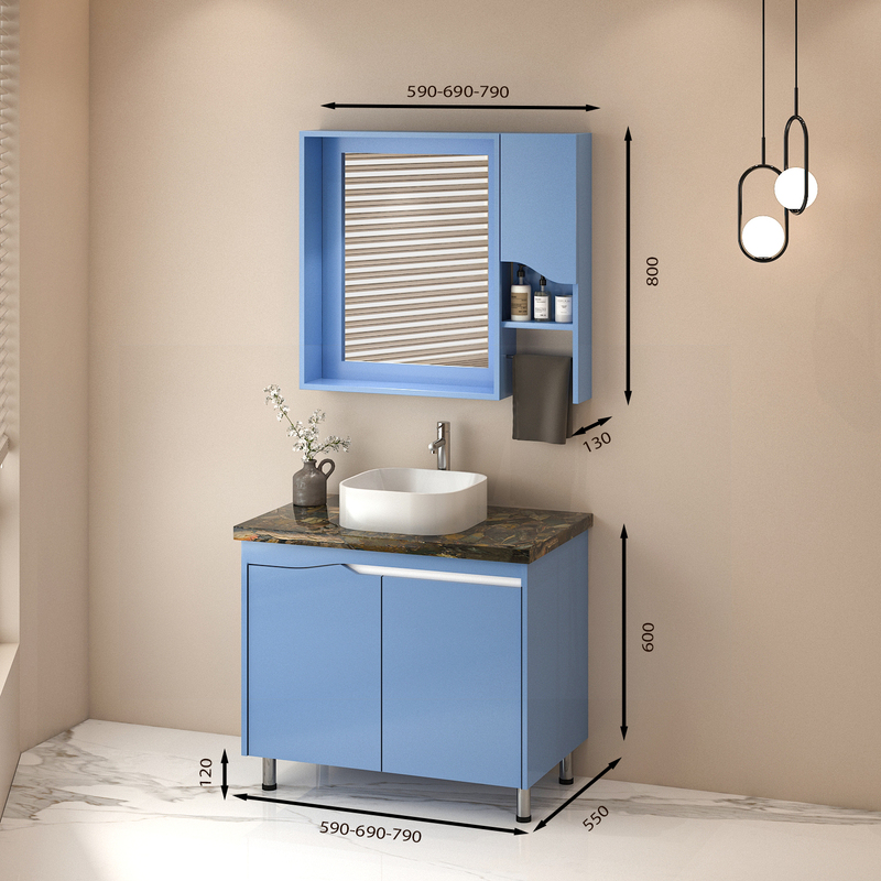 Hình ảnh mẫu tủ lavabo chân đứng C0269-4 tone xanh tinh tế