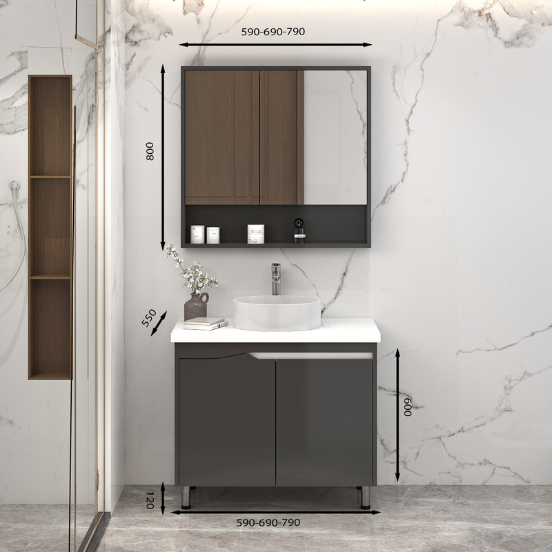 Hình ảnh mẫu tủ lavabo chân đứng C0269-5 tone xám cá tính