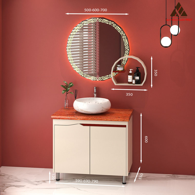 Hình ảnh mẫu tủ lavabo chân đứng C0269-8 tone kem sang trọng
