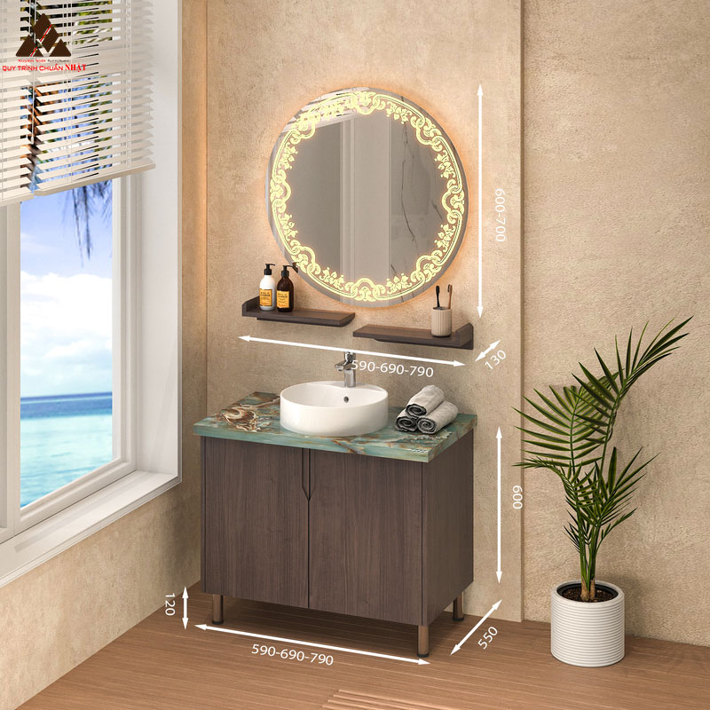 Tủ Lavabo C0179-10 Laminate vân gỗ nâu thanh lịch