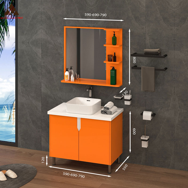  Tủ Lavabo chân đứng C0169-3 màu cam xinh xắn