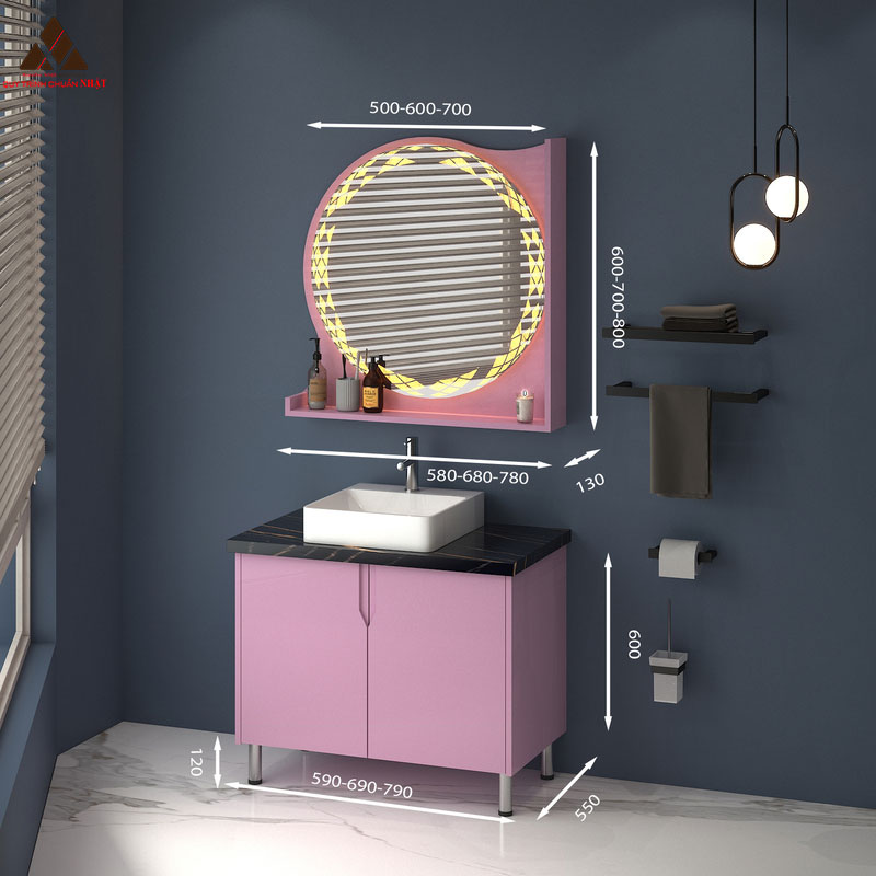 Tủ Lavabo có chân C0169-6 tone màu hồng ấn tượng
