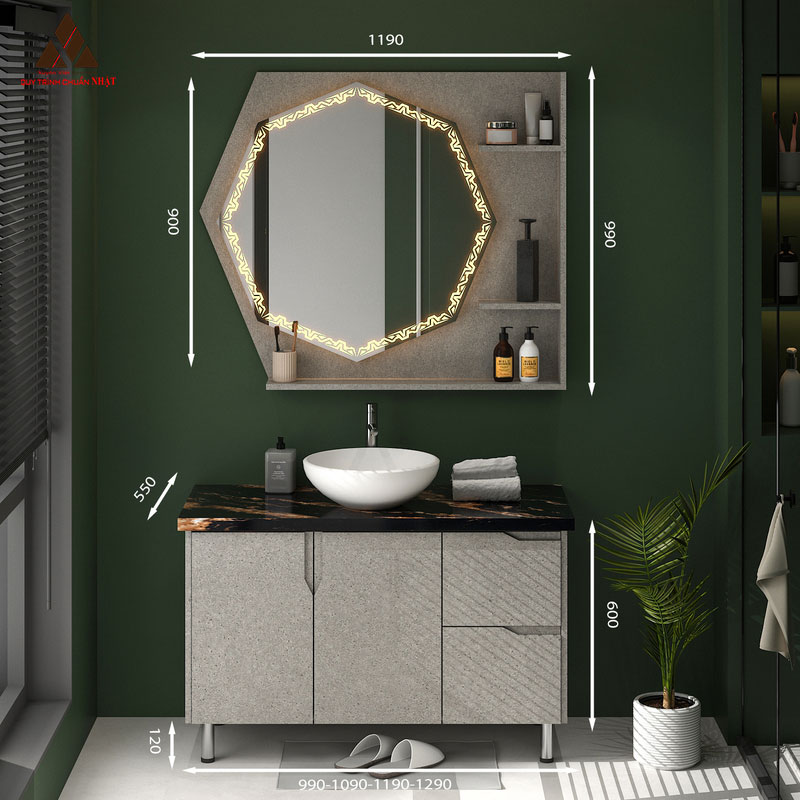 Tủ Lavabo C01109 – 11 laminate vân đá xám thời thượng 