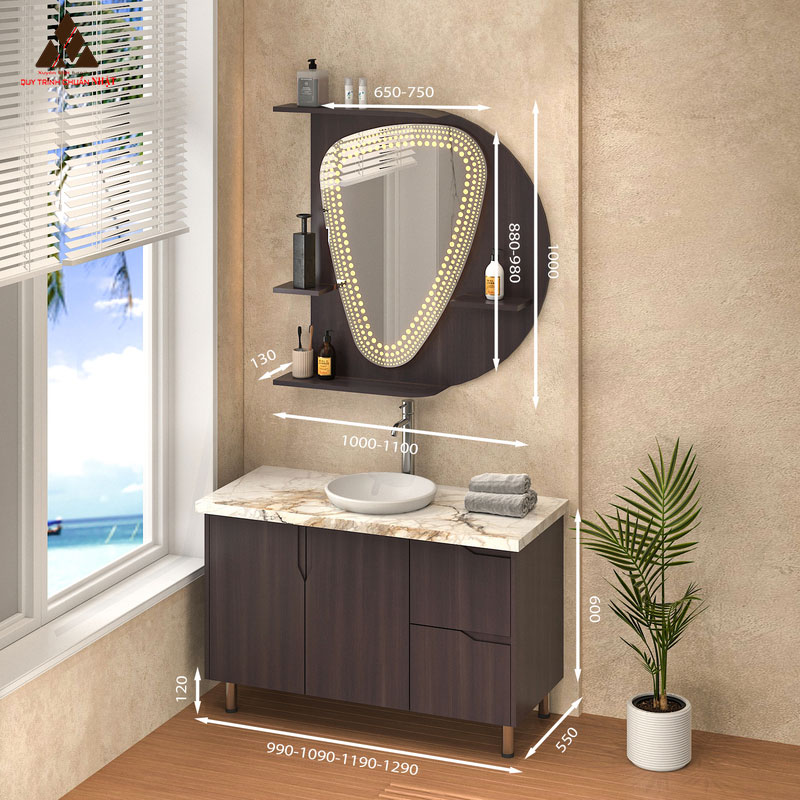 Tủ Lavabo C01129 – 12 laminate vân gỗ nâu trầm cực sang trọng