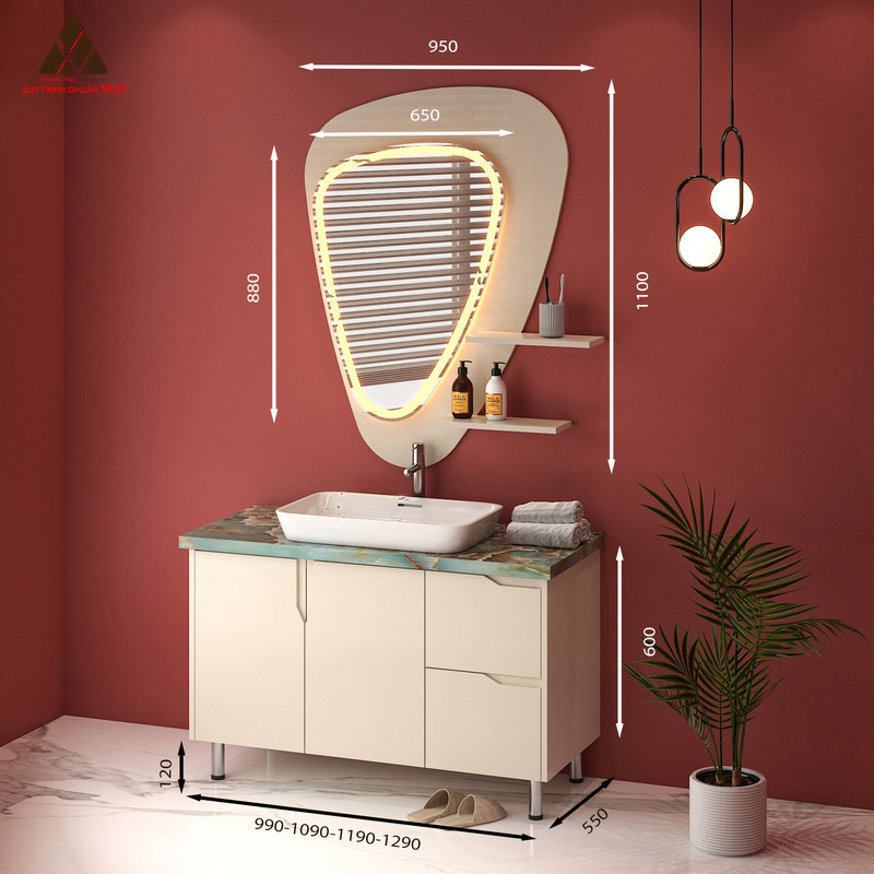 Tủ Lavabo có chân C01109 - 8 tone màu kem trang nhã