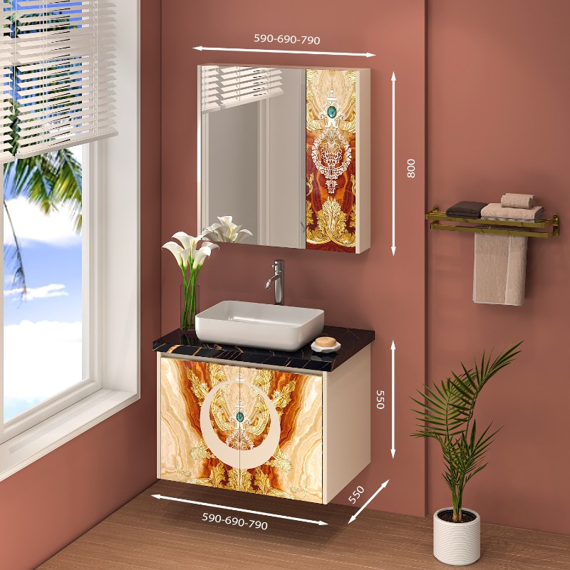 Tủ lavabo treo tường kích thước 59 - 69cm v15
