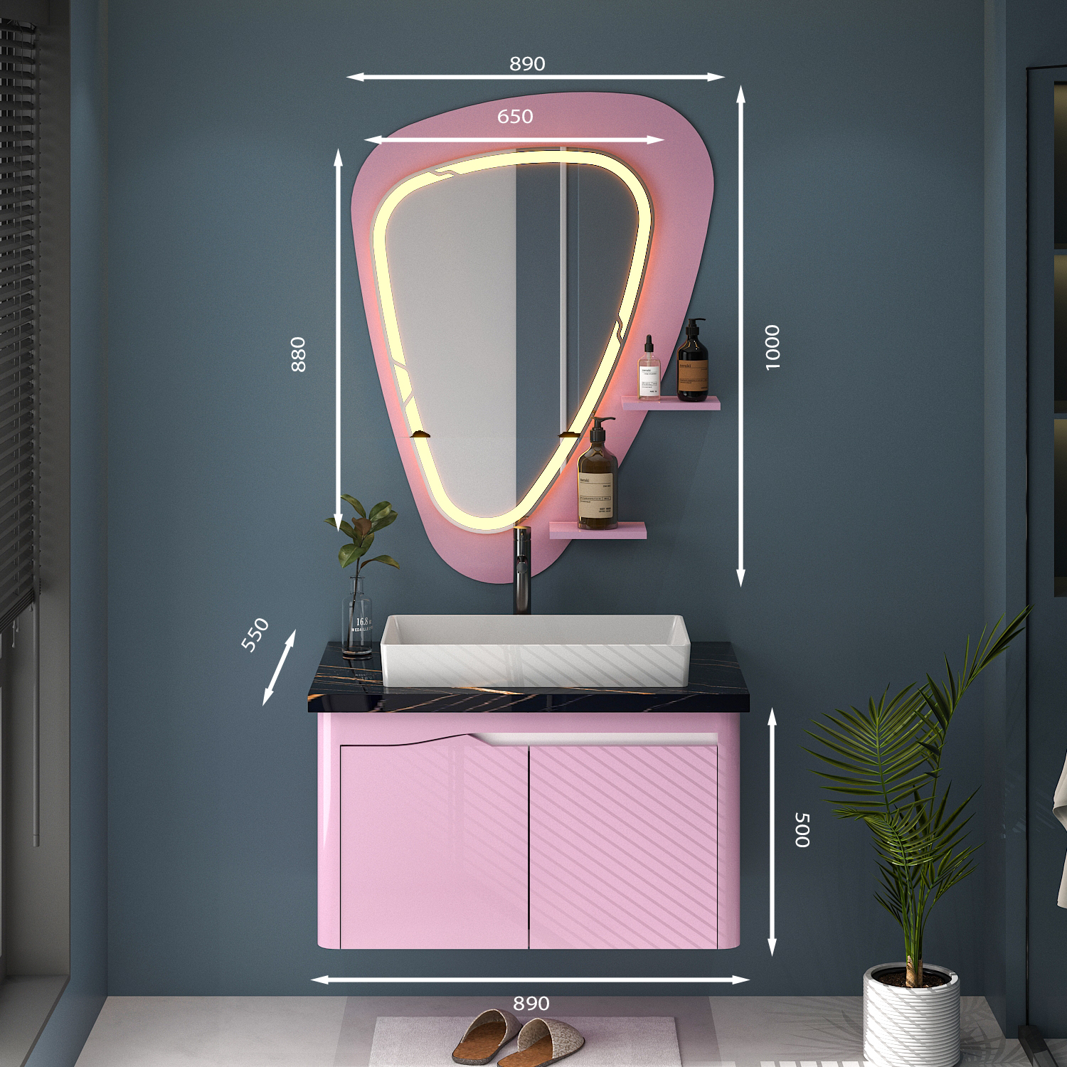 Tủ Lavabo treo tường T0289 - 6 tone hồng quyến rũ.