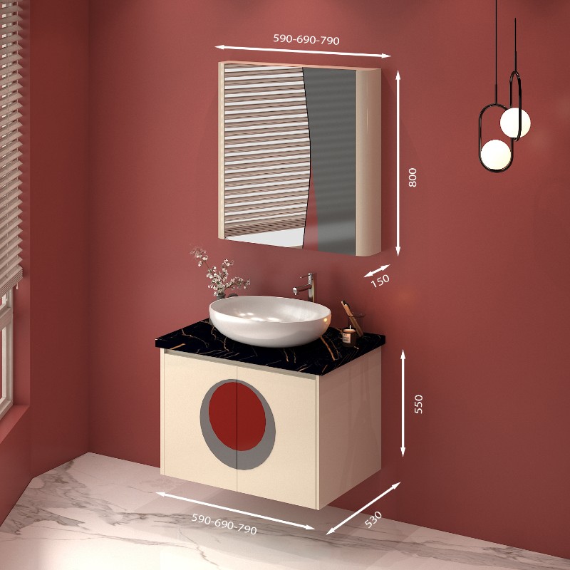 Tủ lavabo treo tường kích thước 59 - 69cm v8