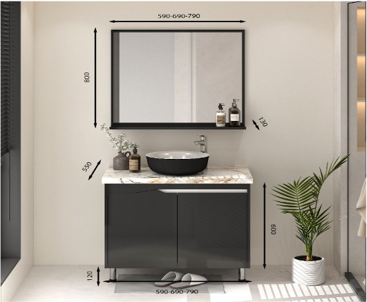 Tủ lavabo có chân màu đen
