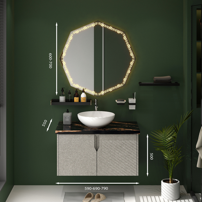 Tủ Lavabo treo tường T0169-11 họa tiết vân đá xám cực hiện đại