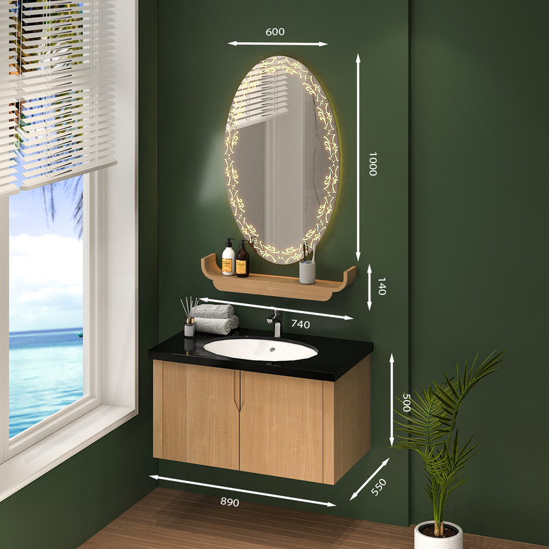 Tủ Lavabo treo tường T0189-14 Laminate họa tiết giả gỗ sang trọng và thanh lịch