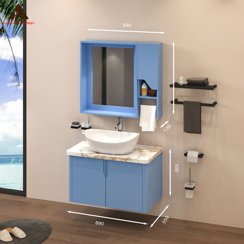 Tủ Lavabo treo tường T0189-4 tone màu xanh lơ đơn giản
