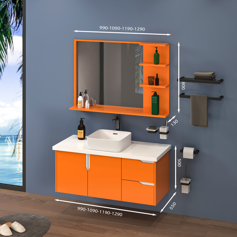 Tủ Lavabo T01119 - 3 tone cam rực rỡ.