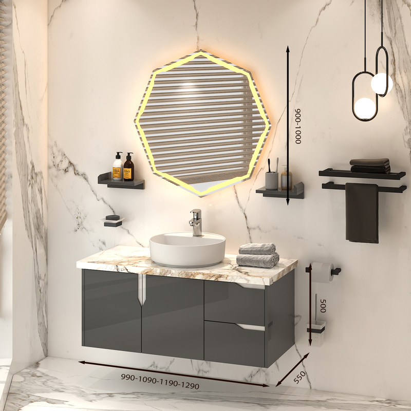 Tủ Lavabo treo tường T0199 - 5 tone màu xám hiện đại