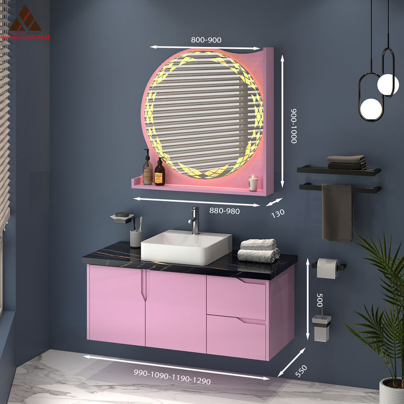 Tủ Lavabo treo tường T0199 - 6 tone hồng ngọt ngào