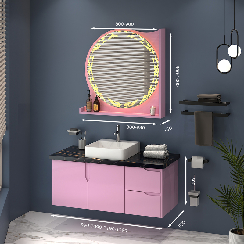 Tủ Lavabo treo tường T0199 - 6 tone hồng táo bạo