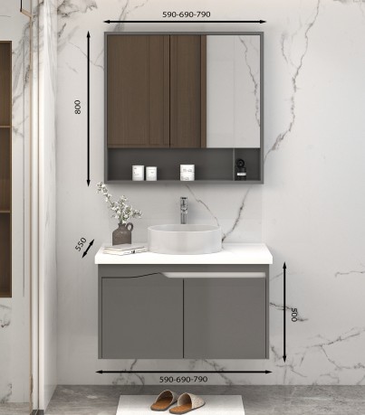 Tủ Lavabo treo tường T0269 - 5 màu ghi lịch lãm.