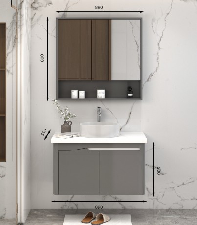 Tủ Lavabo treo tường T0289 - 5 màu ghi hiện đại trẻ trung.