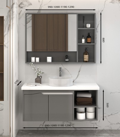 Tủ Lavabo T02109 - 5 tone màu xám hiện đại. 