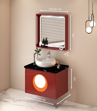 Tủ lavabo treo tường kích thước 59 - 69cm v7