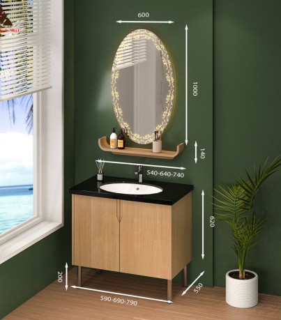 Tủ lavabo chân đứng mã C0169 - 14 vân gỗ nâu nhạt cực thanh lịch 