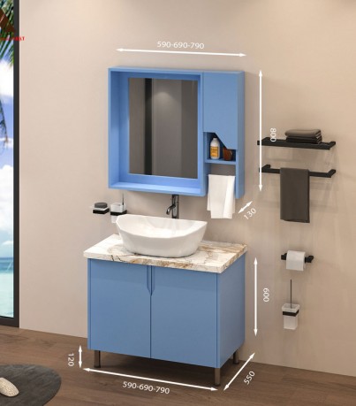 Tủ Lavabo chân đứng C0179 - 4 tone màu xanh dương tươi mới