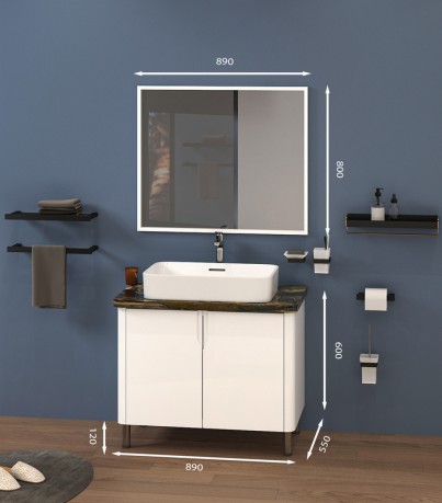 Tủ Lavabo chân đứng C0189-1 tone màu trắng tinh khiết