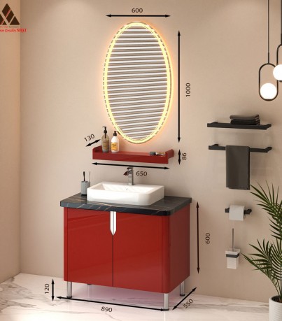 Tủ Lavabo C0189 - 7 tone đỏ đun kiêu sa