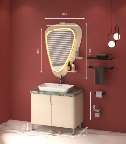 Tủ Lavabo treo tường C0189 - 8 tone kem nhẹ nhàng