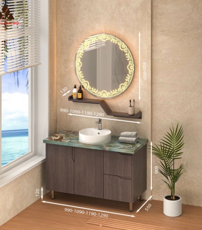 Tủ Lavabo có chân mã C01119 - 10 vân gỗ nâu sẫm sang trọng