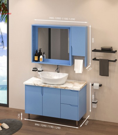 Tủ Lavabo C01129 - 4 tone xanh lơ mát mẻ
