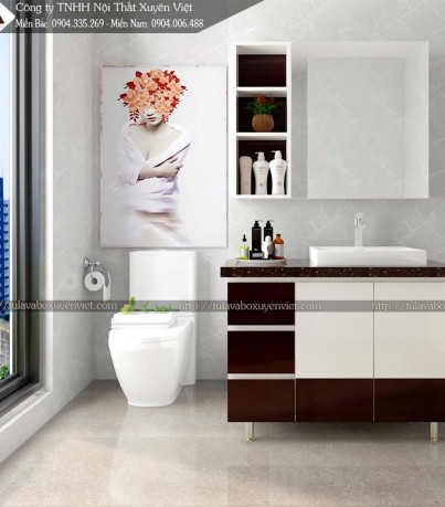 Bộ tủ lavabo chân đứng LBK231 tông nâu