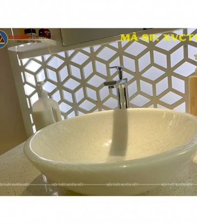 Chậu rửa lavabo đặt bàn đá tự nhiên tại Xuyên Việt XVCT14