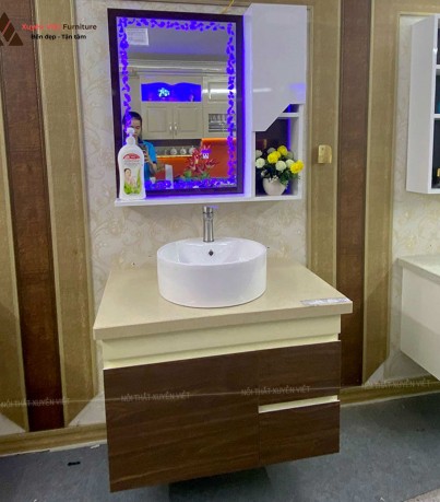 Mẫu tủ lavabo đẹp vân gỗ sang trọng có sẵn tại Xuyên Việt LBK255S