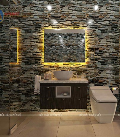 Mẫu tủ lavabo laminate tông đen nhám LBK1011