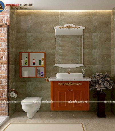 Tủ chậu lavabo cổ điển LBK2018 màu cam đậm