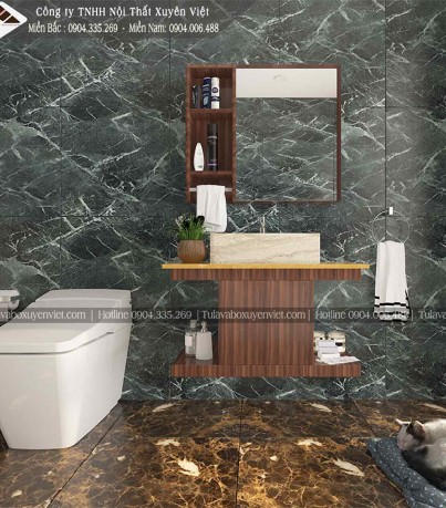 Tủ lavabo chữ I phủ laminate giả gỗ LBK1027