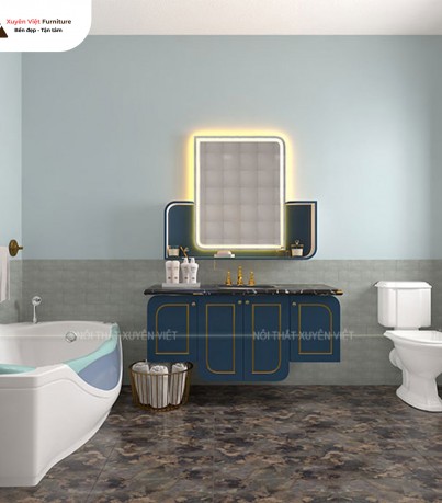 Tủ lavabo dát vàng XVL870 đơn giản phù hợp trong phòng tắm