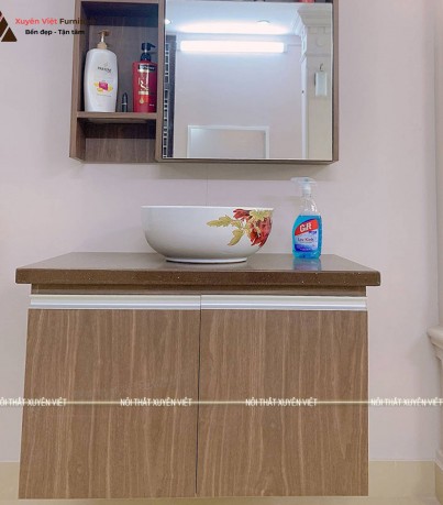 Tủ lavabo laminate kết hợp tủ gương đa di năng trong nhà tắm LBK4011
