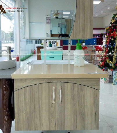Tủ lavabo nhựa LBK1005S giả vân gỗ cho phòng tắm hiện đại