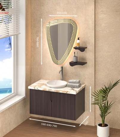 Tủ Lavabo treo tường vân gỗ mã T0189-12 cực sang