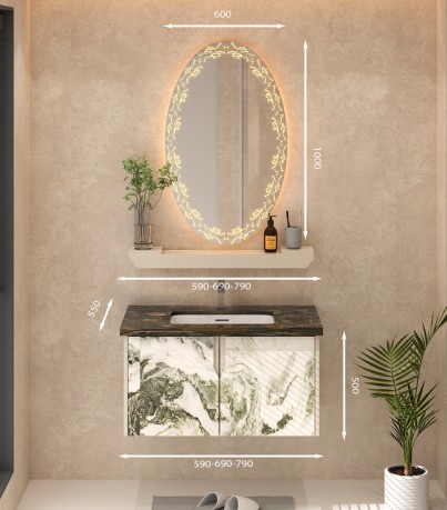 Tủ Lavabo treo tường  T0179-15 sơn 3D độc đáo