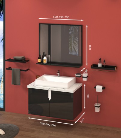 Tủ Lavabo T0169 - 2 tone màu đen thu hút và sang trọng