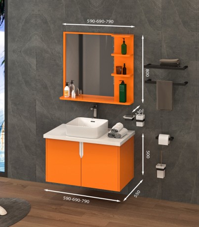 Tủ Lavabo treo tường T0169-3 màu cam rực rỡ