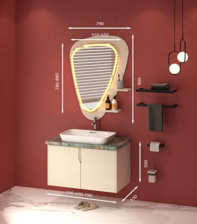 Tủ Lavabo treo tường T0169-8 tone màu kem thanh lịch và trang nhã