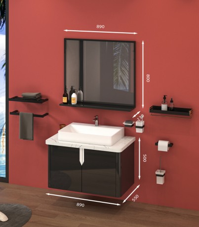 Tủ Lavabo T0189 - 2 tone màu đen thu hút và sang trọng